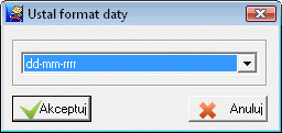 Ustal format daty